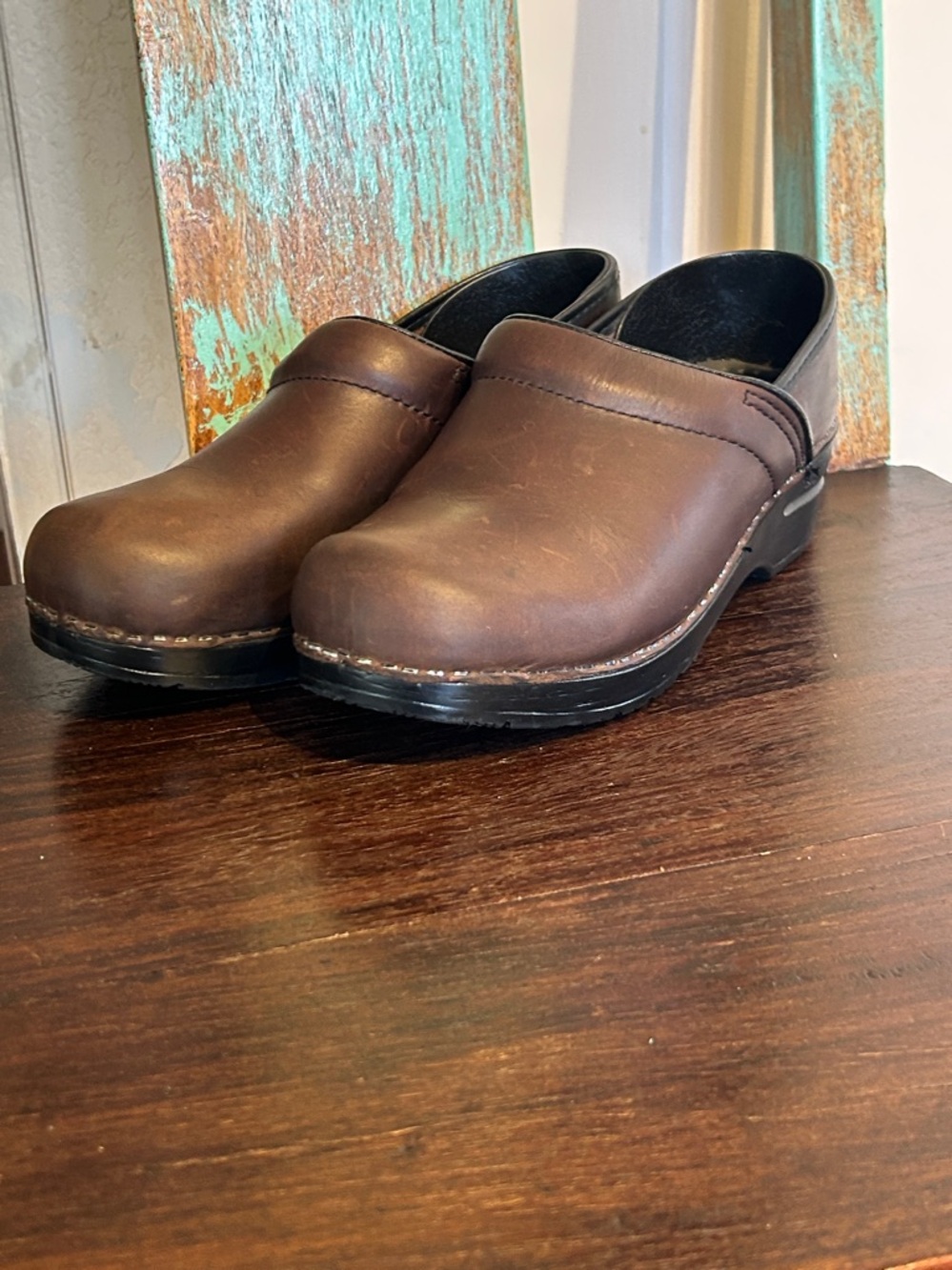 Dansko Brown Oiled Leather Professional Clogs - Picture 2 of 8